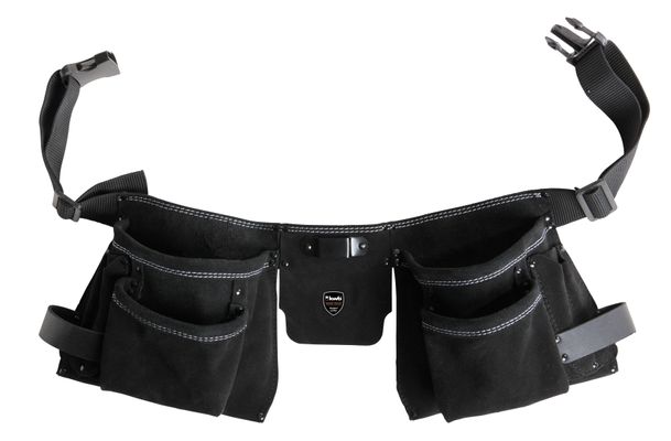 Pochette ceinture porte-outils, 2 parties, cuir, avec ceinture en nylon
