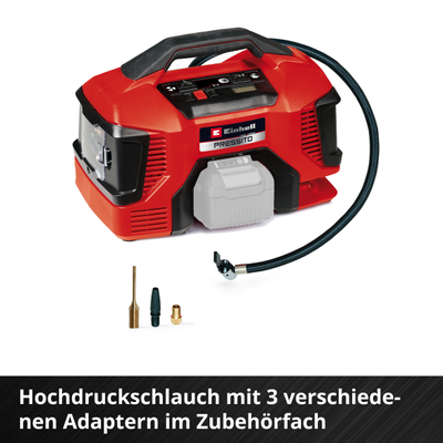 Einhell PRESSITO Akku-Kompressor solo rot/schwarz Tragegriff 18 Volt / 220  Volt