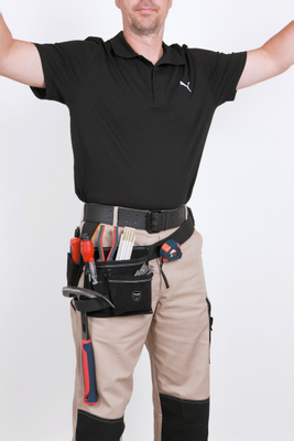 Pochette ceinture porte-outils, cuir, avec ceinture en nylon